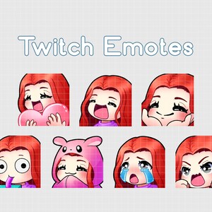 Cute Red Hair Girl Twitch Emote Pack | Cute | Chibi | Kawaii | Streamer | Redhead | Cosy | Love | Gamer | Blush