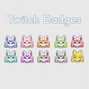Kitsune Mask Twitch Badge Pack | Cute | Fox | Bit | Subs | Gamer | Streamer | Pastels