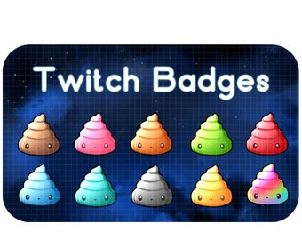 Poop - Twitch Badge Pack  | Cute Twitch Badges | Girly Twitch Badges | Pastel Twitch Badges