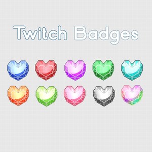 Crystal Hearts - Twitch Badge Pack | kawaii | Cute | Girly | Gamer