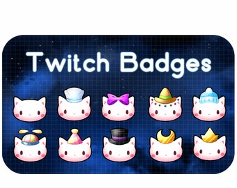 Cat With Hats - Twitch Badge Pack  | Cute Twitch Badges | Cat Twitch Badges