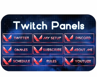 Valorant - 32 Twitch Panel Pack | Neon Twitch Panels