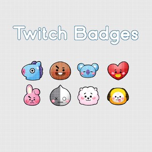 Süßes K-Pop Twitch Badge Pack | Armee | Unter | Gebisse | Gamer | Gemütlich | Luftschlangen | Hase