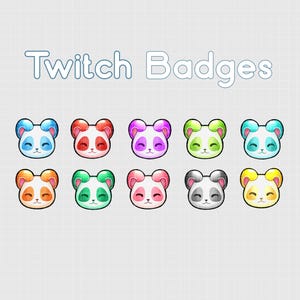 Oso Panda Kawaii - Paquete de Insignias de Twitch / Lindo / Mascota / Gamer / Streamer