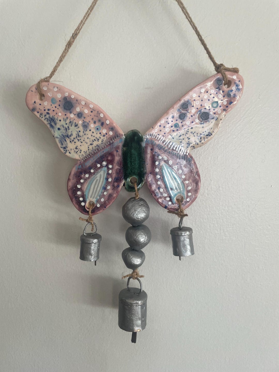 Beaded Butterfly Brass Bell Yoga Zen Meditation Harmony Hanging Wind Chime main image 1