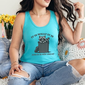 Raccoon Meme Tank Top: Funny Mental Health Shirt