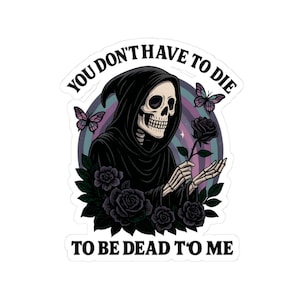 Gothic Kiss-Cut Stickers - Dark Aesthetic, Remembrance Gifts, Unique Decor, Trendy Laptop Stickers, Whimsical Accessories