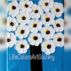 Acrylic painting 8&quot;x10&quot; original  abstract wall art modern art painting , contemporary painting with textured impasto flowers