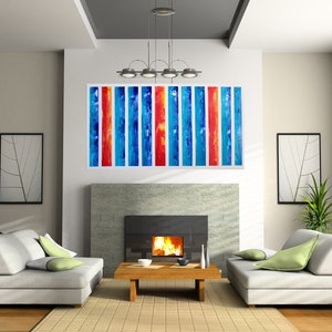 Large Acrylic Linear  painting original  abstract wall art canvas art modern art  48&quot;x24&quot;