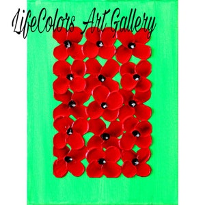 Acrylic painting original  abstract wall art canvas art modern art with textured impasto flowers, 9&quot;x12&quot;