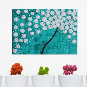 Acrylic painting original  abstract wall art canvas art modern art with textured impasto flowers ,16&quot;x12&quot;