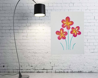 Acrylic painting original  abstract wall art canvas art modern art with simple and classic  flowers 8"x10"