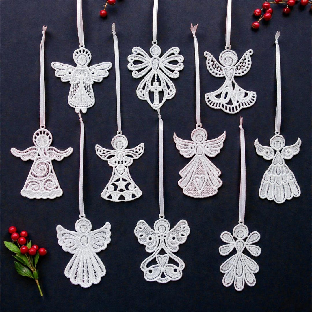 Angel Lace Ornaments Embroidered FSL Angels#1 - Etsy