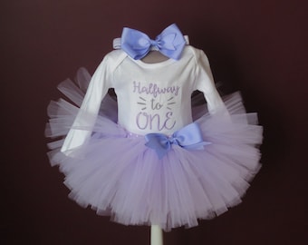 Halfway to One Pastel Tutu Outfit Pastel Tutu 1/2 to One Embroidered Halfway to One Bodysuit Halfway to One T-Shirt You Choose Items
