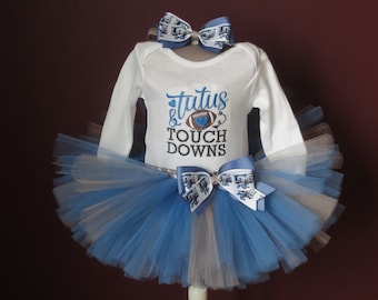 Tutus and Touch Downs Blue and Silver Tutu Blue and Silver Football Tutu Embroidered Bodysuit or T-Shirt You Choose Item and Size