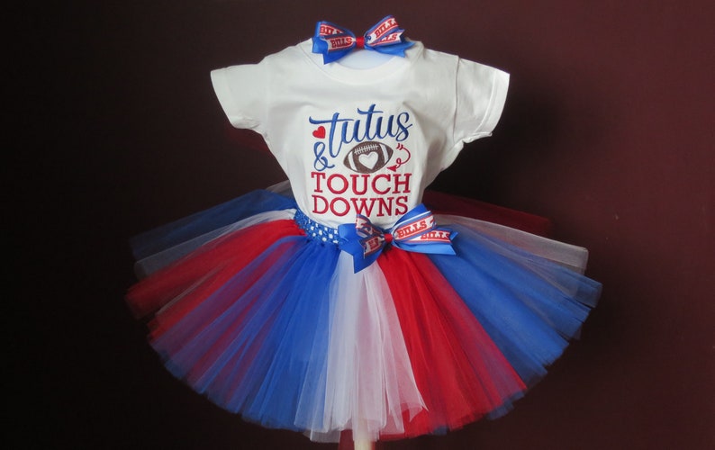 Tutus and Touch Downs Red and Blue Tutu Red and Blue Football Tutu Embroidered Bodysuit or T-Shirt You Choose Item and Size 