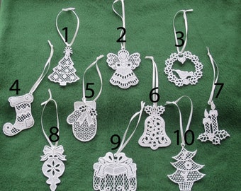 Embroidered Christmas Lace Ornaments-#1 Christmas Ornaments FSL Ornaments Lace Embroidered Ornaments Free Standing Lace Sets of 4 or 10