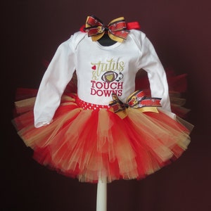 Tutus and Touch Downs Tutu Set Red and Gold Tutu Red and Gold Football Tutu Embroidered Bodysuit or T-Shirt You Choose Item and Size