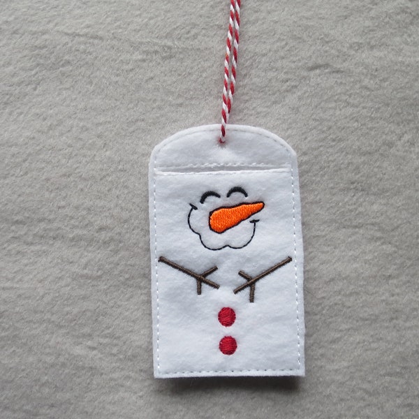 Snowman Gift Card Holder Snowman Gift Tag Snowman Gift Bag