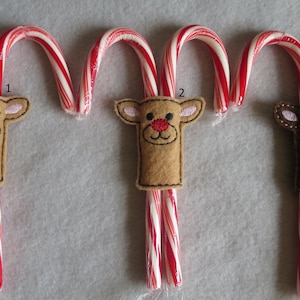 Christmas Favors Candy Cane Holders Candy Cane Favors Reindeer Favors Feltie Party Favors Student Gift Candy Holder