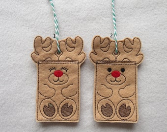 Reindeer Gift Card Holder Reindeer Gift Tag Reindeer Gift Bag