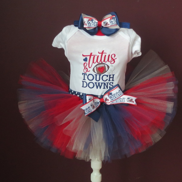 Tutus and Touch Downs Red and Blue Tutu Red and Blue Football Tutu Embroidered Bodysuit or T-Shirt You Choose Item and Size