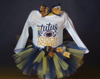 Tutus and Touchdowns Outfit Navy and Yellow Football Tutu Set