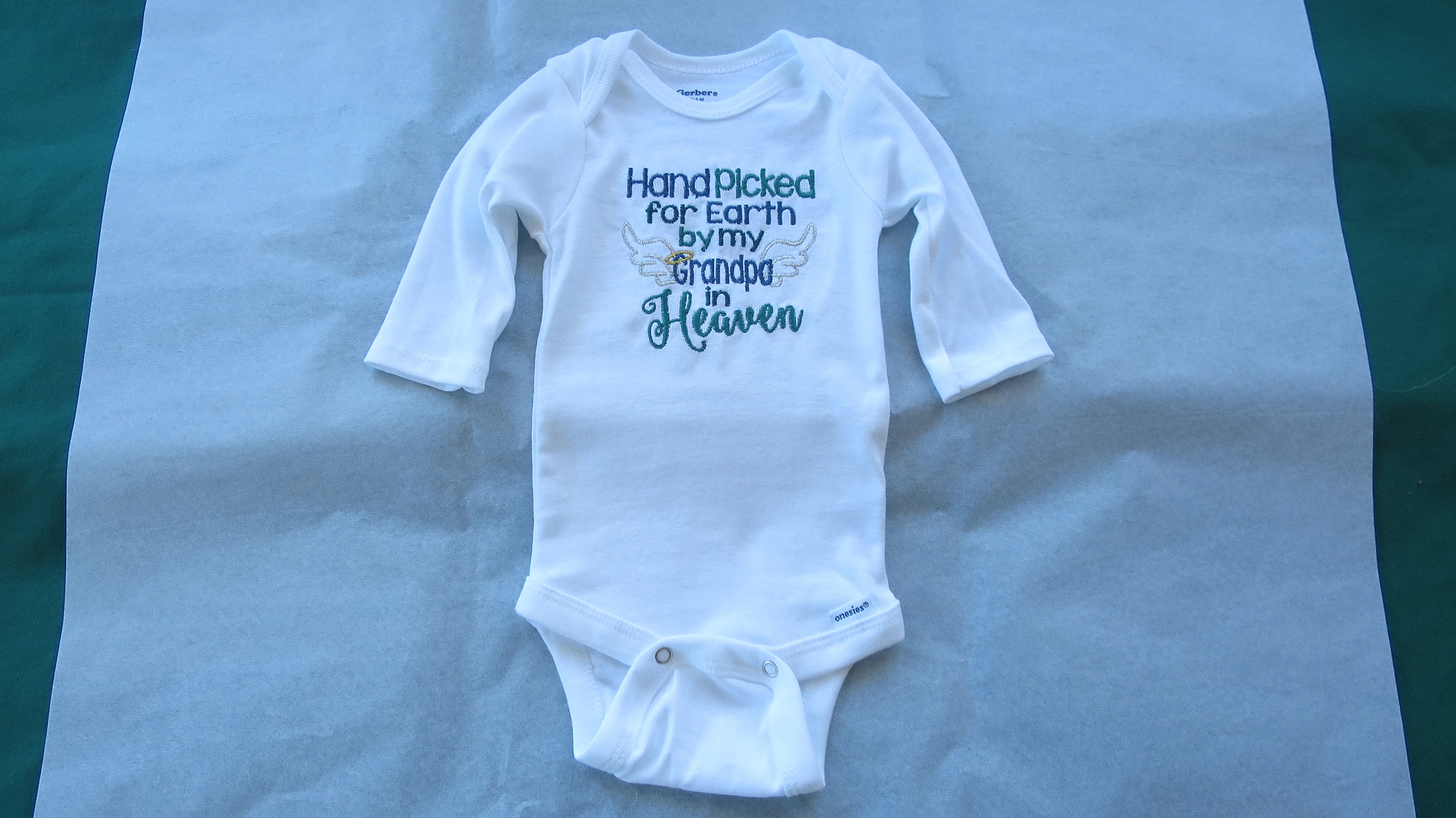 Hand Picked For Earth By My Great Grandpa In Heaven Baby Bodysuit - 100% Cotton Onesie
