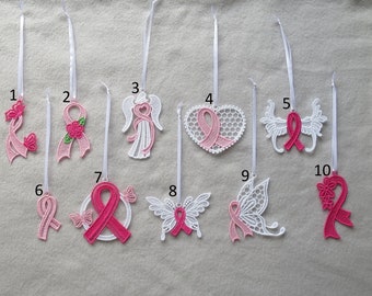 Breast Cancer Angel Christmas Ornament Free Standing Lace Angel Cancer Awareness Ornament Cancer Ribbon Awareness