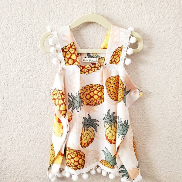 Little Girls Pineapple Swimsuit Cover Up / Pineapple Sundress