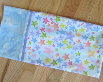 A rainbow of stars: all cotton standard/queen pillowcases
