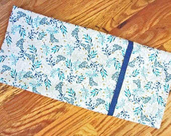 Handmade Cotton Pillowcase: Blue & Gold Floral, Standard/Queen Size