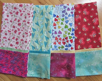 Heart to Heart! Heart-inspired prints for cotton standard/queen pillowcases. Many-colored hearts, beyond Valentine's!