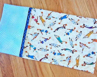 Hoop play! All cotton standard/queen size pillowcase with basketball players