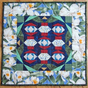 Tapeçaria Tropical de Parede: Blocos de Cricket House com Flores de Orquídea Branca, 47 cm Quadrados