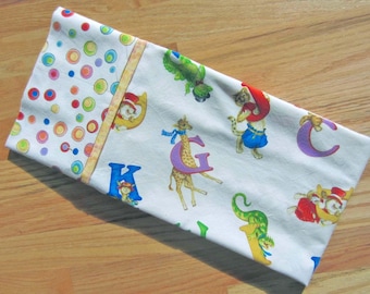 Wild animal alphabet! All cotton standard/queen pillowcase. Fun learning for youngsters.