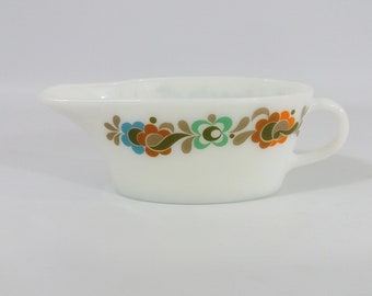 Vintage JAJ Pyrex Carnaby Tempo Gravy or Sauce Boat, Retro English Milk Glass Pyrex Groovy 1970's Jug