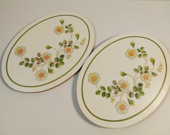 2 Vintage St Michael M&S Oval Melamine Autumn Leaves Casserole Stand Trivet