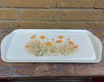 Vintage St Michael (M&S) Field Flowers Melamine Snack Serving Tray Platter, Sandwich Melamine Platter