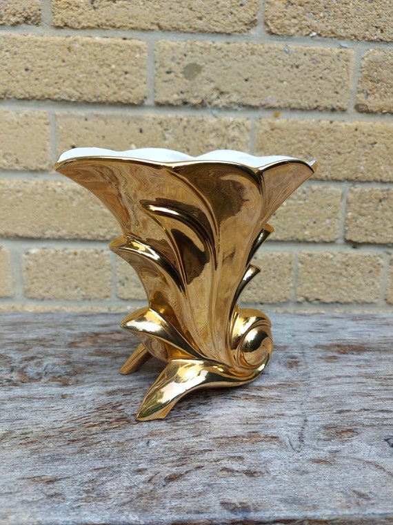 Vintage Crown Devon Ceramic Gold Lustre Glaze Cornucopia Etsy UK