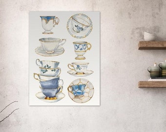 Teacups watercolour illustrations Museum-Quality Matte Paper Poster