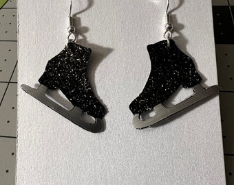 Figure Skating Jewelry - Black Ice Skate Earrings