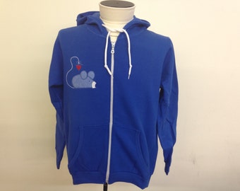 Cat and Mouse Applique Zip Hoodie