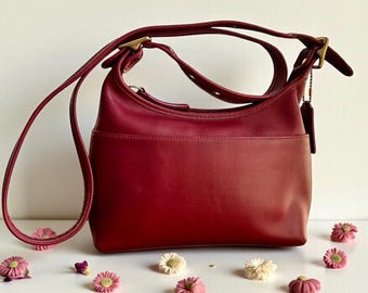 Coach #9136 Red Legacy Small Pocket Zip Bag, Crossbody, Top Condition, Rehabbed!