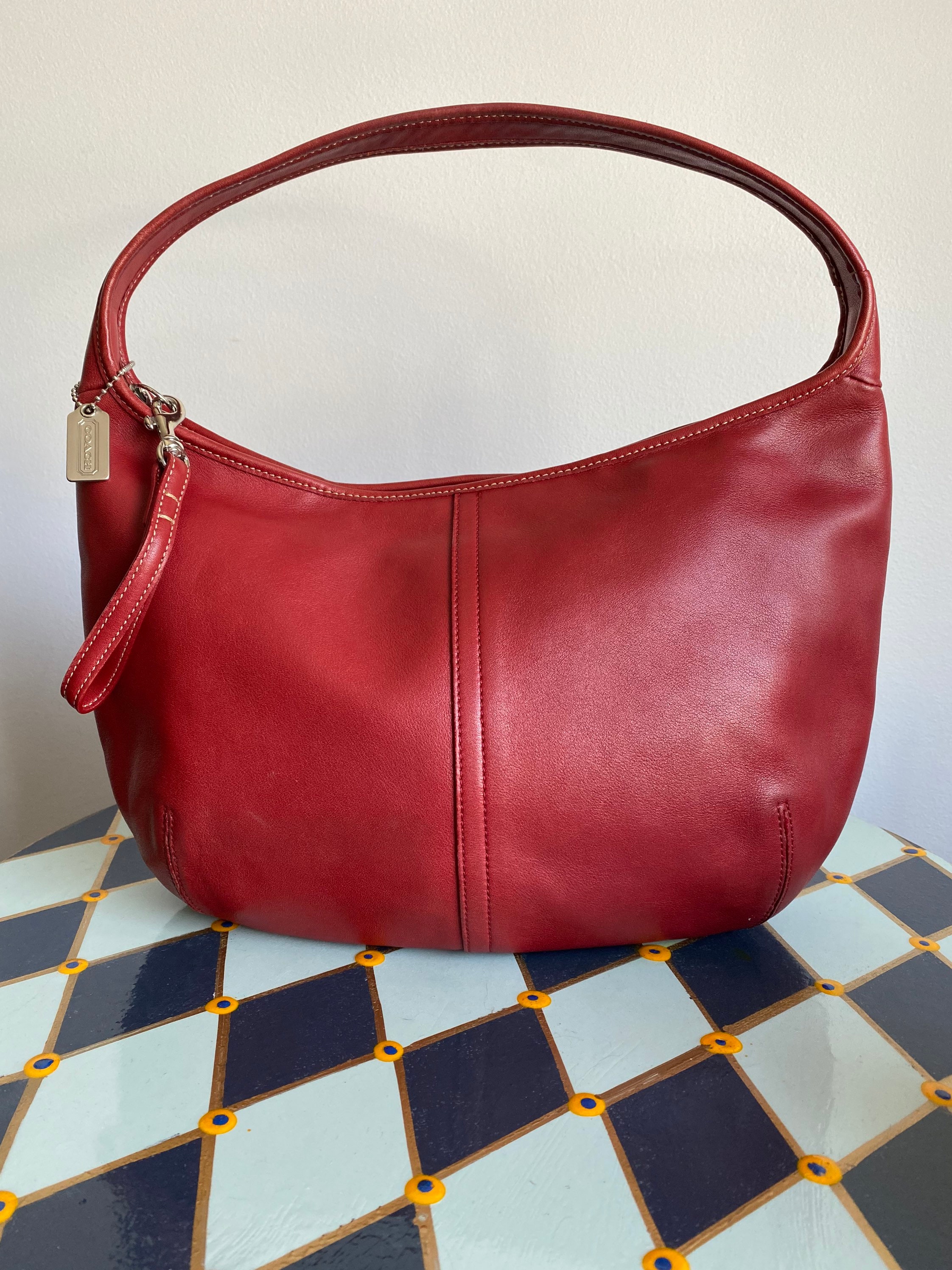 COACH Vintage 9219 Red Ergo Hobo Leather Shoulder Bag EUC | eBay