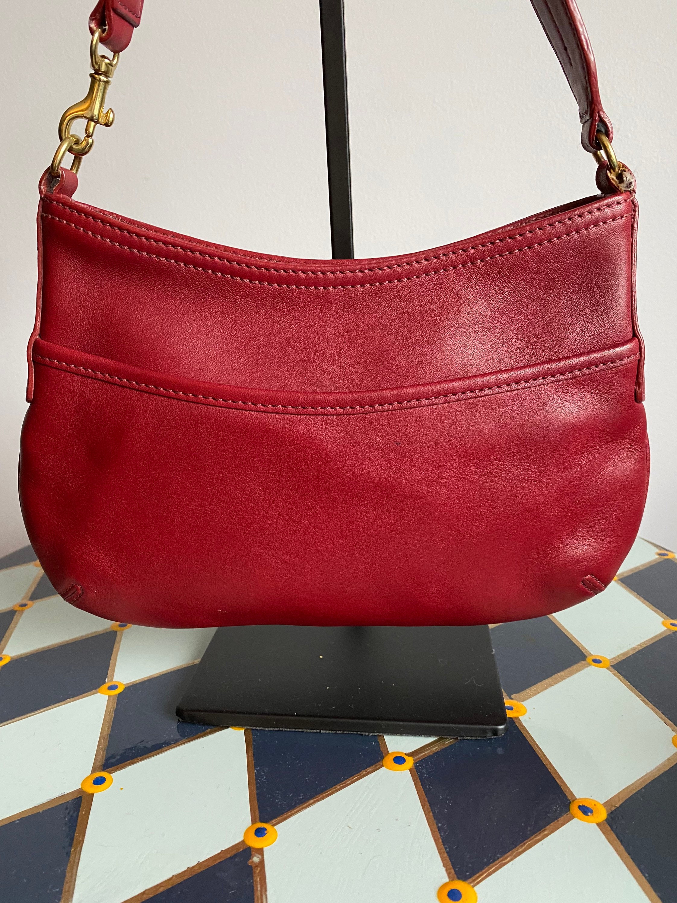 Vintage Coach Legacy Demi Pouch Red Leather Handbag