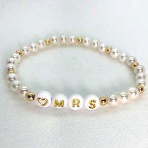 Mrs Bracelet | Bride Bracelet | Wedding Bracelet | Personalized Bracelets  | Letter Bead Bracelet | Stackable Bracelets