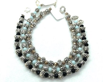 Crystal Bracelet, Small Crystal Bracelet, Silver Bracelet, Beaded Bracelet, Simple Bracelet, Crystal Bracelet, Trending, Aqua Bracelet