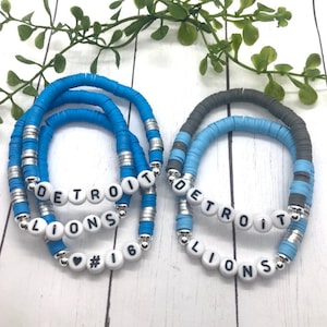 Detroit Lions Stack - Beaded Bracelets | Lions Bracelets |Personalized Bracelets  | Detroit Letter Bead Bracelet | Stackable Team Bracelets