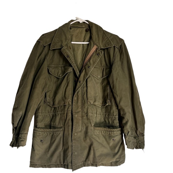 Reserved - M65 SMALL Lined Jacket Brown Green Distresed